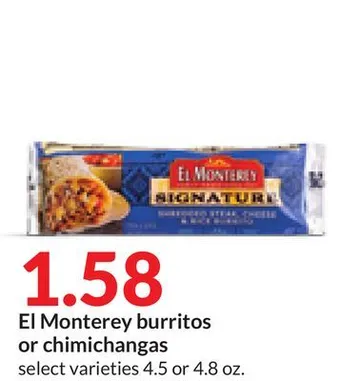 Hy-Vee El monterey burritos or chimichangas offer