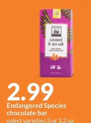 Hy-Vee Endangered species chocolate bar offer