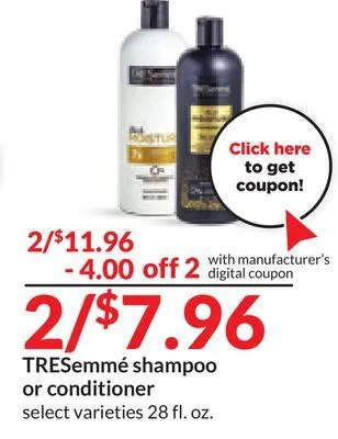 Hy-Vee Tresemmé shampoo or conditioner offer