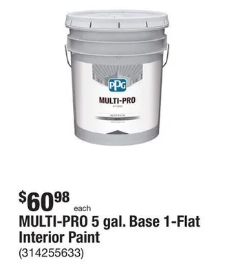 The Home Depot Multi-pro 5 gal. base 1-flat interior paint offer