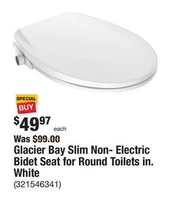 The Home Depot Glacier bay slim non- electric bidet seat for round toilets in. white offer