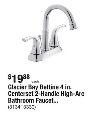 The Home Depot Glacier bay bettine 4 in. centerset 2-handle high-arc bathroom faucet in chrome offer