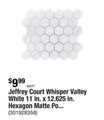 The Home Depot Jeffrey court whisper valley white 11 in. x 12.625 in. hexagon matte porcelain wall and floor mosaic tile (0.964 sq. ft./each offer