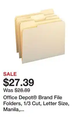 Office Depot Office depot brand file folders, 1/3 cut, letter size, manila, pack of 250 offer