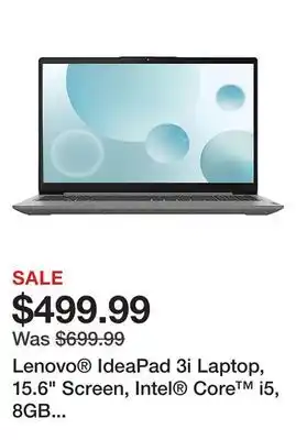 Office Depot Lenovo ideapad 3i laptop, 15.6 screen, intel core i5, 8gb memory, 256gb solid state drive, wi-fi 6, windows 11, 82rk001kus offer
