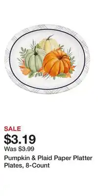 Big Lots Pumpkin & plaid paper platter plates, 8-count offer