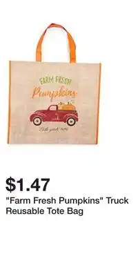 Big Lots Farm fresh pumpkins truck reusable tote bag offer