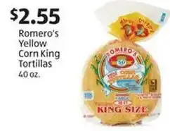 Aldi Romero's Yellow Corn King Tortillas 40 oz. offer