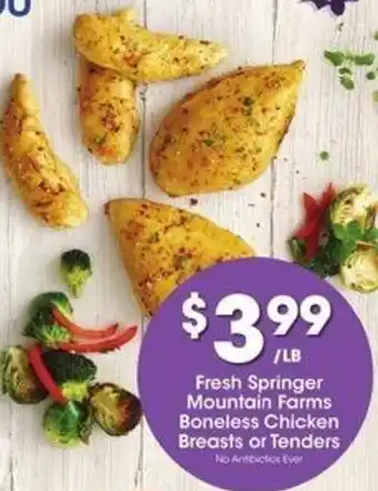 Kroger Fresh Springer Mountain Farms Boneless Chicken Breasts or Tenders offer