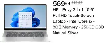 Best Buy HP - Envy 2-in-1 15.6" Full HD Touch-Screen Laptop - Intel Core i5-8GB Memory - 256GB SSD Natural Silver offer