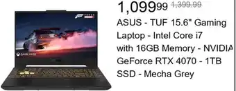 Best Buy ASUS TUF 15.6" Gaming Laptop Intel Core i7 with 16GB Memory - NVIDIA GeForce RTX 4070 - 1TB SSD Mecha Grey offer
