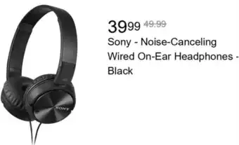 Best Buy Sony - Noise-Canceling Wired On-Ear Headphones - Black offer