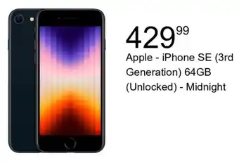 Best Buy Apple iPhone SE (3rd Generation) 64GB (Unlocked) - Midnight offer