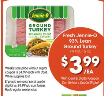 Ralphs Fresh jennie-o 93% lean ground turkey offer