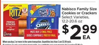Food 4 Less Nabisco family size cookies or crackers offer