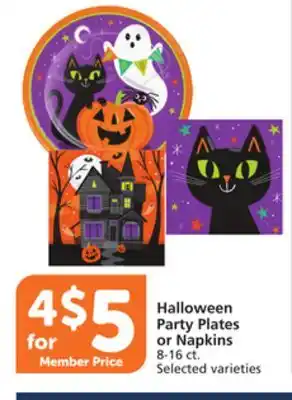 Albertsons Halloween party plates or napkins offer