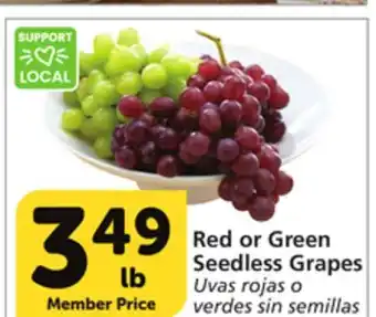 Albertsons Red or green seedless grapes offer