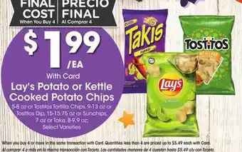 Ralphs Lay's potato or kettle cooked potato chips offer