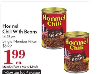 Pavilions Hormel chili with beans offer