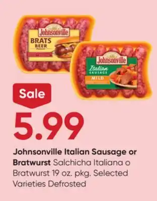 Stater Bros Johnsonville italian sausage or bratwurst offer