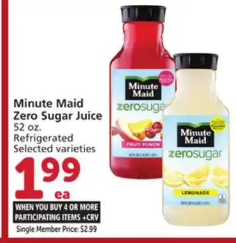 Vons Minute maid zero sugar juice offer