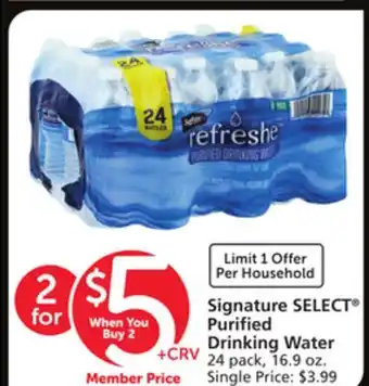 Vons Signature select purified drinking water offer