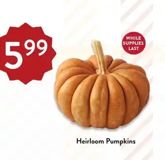 Fresh Thyme Heirloom pumpkins offer