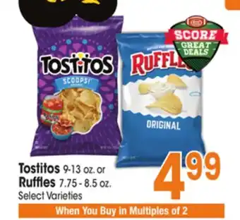 Jewel-Osco Tostitos 9-13 oz. or ruffles 7.75-8.5 oz offer