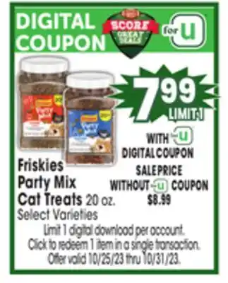Jewel-Osco Friskies party mix cat treats offer