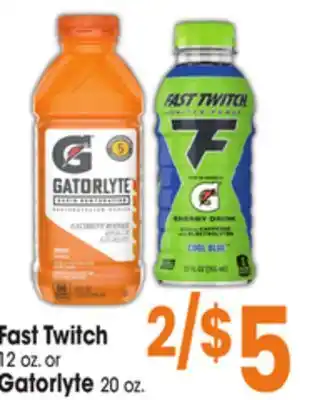 Jewel-Osco Fast twitch 12 oz. or gatorlyte 20 oz offer