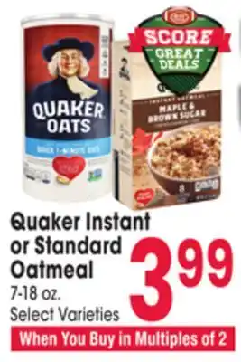 Jewel-Osco Quaker instant or standard oatmeal offer