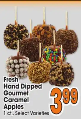 Jewel-Osco Fresh hand dipped gourmet caramel apples offer