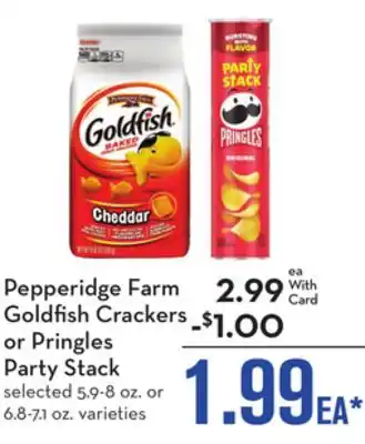 Mariano's Pepperidge farm goldfish crackers or pringles party stack offer
