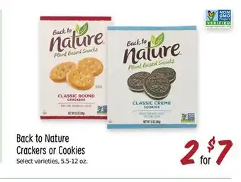 Sprouts Farmers Market Back to nature crackers or cookies offer