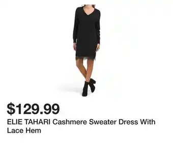 Marshalls Elie tahari cashmere sweater dress with lace hem offer