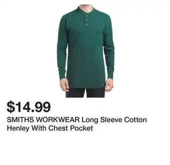 Marshalls Smiths workwear long sleeve cotton henley with chest pocket offer