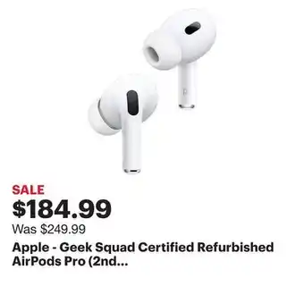 Best Buy Apple - geek squad certified refurbished airpods pro (2nd generation) - white offer
