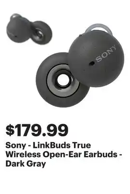 Best Buy Sony - linkbuds true wireless open-ear earbuds - dark gray offer