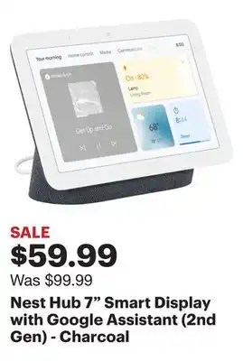 Best Buy Nest hub 7 smart display with google assistant (2nd gen) - charcoal offer