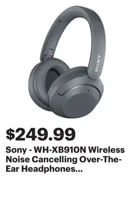 Best Buy Sony - wh-xb910n wireless noise cancelling over-the-ear headphones - gray offer