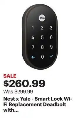Best Buy Nest x yale - smart lock wi-fi replacement deadbolt with app/keypad/voice assistant access - black suede offer