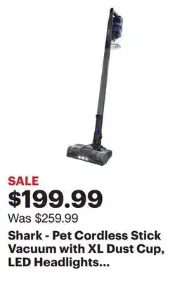 Best Buy Shark - pet cordless stick vacuum with xl dust cup, led headlights - blue iris offer