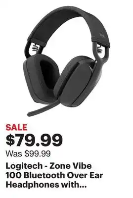 Best Buy Logitech - zone vibe 100 bluetooth over ear headphones with noise-cancelling microphone - graphite offer