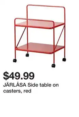 Ikea Järlåsa side table on casters, red offer