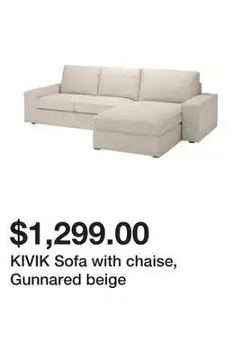 Ikea Kivik sofa with chaise, gunnared beige offer