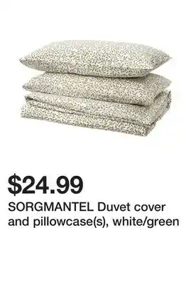 Ikea Sorgmantel duvet cover and pillowcase(s), white/green offer