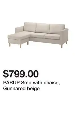 Ikea Pärup sofa with chaise, gunnared beige offer
