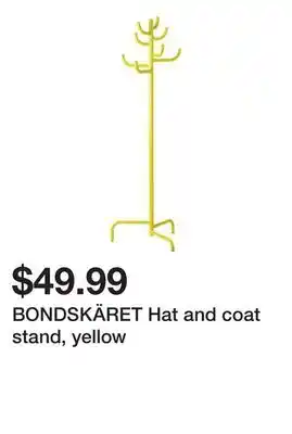 Ikea Bondskäret hat and coat stand, yellow offer