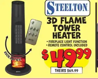 Ollie's Steelton 3d flame tower heater offer