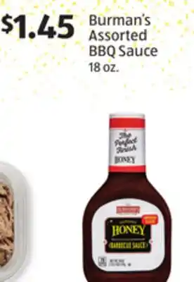 Aldi Burman's assorted bbq sauce offer